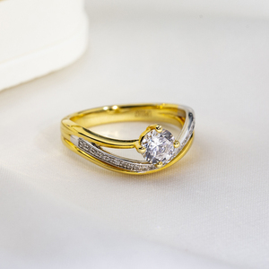 Anillo de Compromiso Messi Jewelry MSR-1743 de Oro de 18K con Diamantes Cultivados en Laboratorio de Forma Redonda y Colores Mixtos - Product Image 2