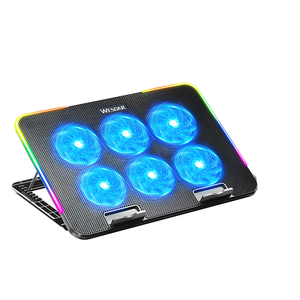 Refroidisseur d'ordinateur portable X6A d'occasion, haute vitesse, 6 ventilateurs, refroidissement par air, 16 pouces, silencieux, support réglable, pour jeux - Vente en gros - Product Image 1