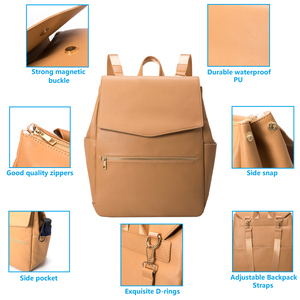Bolso de bebé de cuero vegana multifunción, mochila clásica para <span class=keywords><strong>mamá</strong></span>, bolsa de pañales para bebé, venta al por mayor - Product Image 3