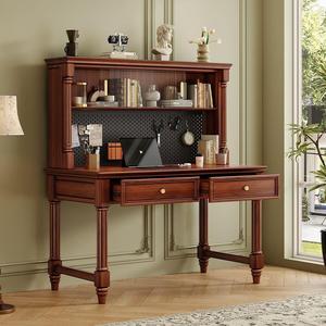 American Style Solid Wood Desk With Bookshelf Storage Home <b>Office</b> <b>Computer</b> Desk For Bedroom Student Writing - Product Image 4