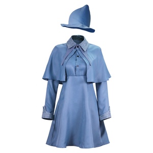 Costume de cosplay Fleur Delacour de Harry <span class=keywords><strong>Potter</strong></span>, robe uniforme bleue de l'Académie de Beauxbatons avec cape et chapeau de sorcière - Product Image 2