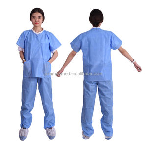 डिस्पोजेबल गैर बुने वी-गर्दन की लैब कोट पैंट वर्दी वाली महिला कोट पैंट वर्दी वाली महिला पालतू घास बनाने वाली स्क्रब सेट स्पा वर्दी - Product Image 5