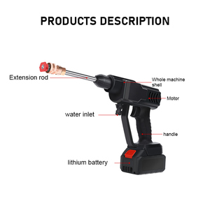Pistolet à eau sans fil 200W à batterie lithium haute pression 30 bars 6L/min pour lavage auto avec bouteille de mousse + boîte - Product Image 4