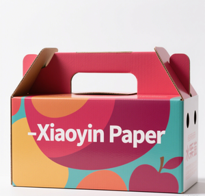 Benutzer definiertes Logo Fabrik Großhandel Karton mit großer Kapazität Tragbare Obst verpackungs boxen mit Griff boxen Kraftpapier-Geschenk box - Product Image 1