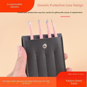 ชุดแหนบดัดขนคิ้วปลายเฉียงสแตนเลสอย่างดี 4 ชิ้น พร้อมกระเป๋า - Product Image 3