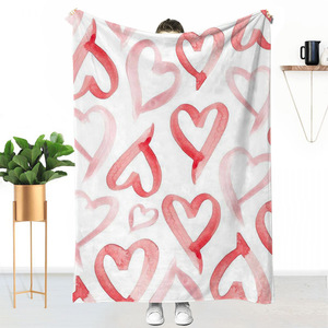 Manta de <span class=keywords><strong>aire</strong></span> acondicionado Día de San Valentín <span class=keywords><strong>Amor</strong></span> Manta de franela Impresión digital Siesta Sofá cama Manta suave - Product Image 2