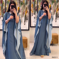 Fabricant Robe Musulmane Papillon Manches Chauve-Souris Arabe Style Dubaï Deux Couches Bicolore Abaya Caftans