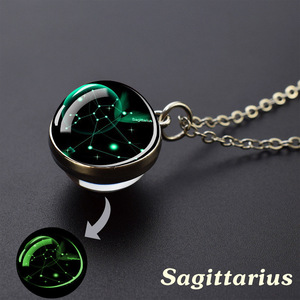 Collana Zodiacale Luminosa, Gioielli con 12 Costellazioni, Ciondolo con Sfera di Vetro, Regalo Popolare per Donne e Ragazze - Product Image 4