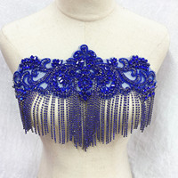 Gland Applique Patches RM-434 Verre Perlé Cristal De Mariage Dentelle Corsage Strass Foulards avec Strass Robe De Mariée Accepter