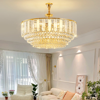 Moderne métal rond grands lustres nordiques chambre salon pendentif plafonnier led k9 luxe lustre en cristal