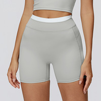 Shorts de yoga respirants à séchage rapide, effet seconde peau, couleur contrastante, taille haute, moulants, en nylon et élasthanne, pour femme, sportifs, course en extérieur