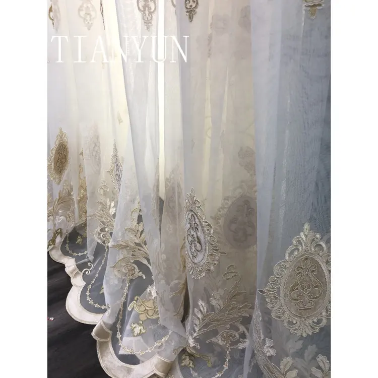 Customized Design Low MOQ Wholesale European Embroidery Liner Curtain Panel