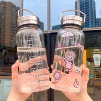 Bouteille d'eau en verre surdimensionnée résistante à la chaleur avec bouchon à paille anti-fuite sans BPA, style minimaliste de luxe pour la maison, le bureau et le sport