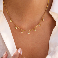 Collier en acier inoxydable plaqué or 18K PVD, tendance, classique, avec pendentif rond en zircon blanc