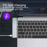 7 en 1 Double Type-C HUB USB C Hub Adaptateur 4K30Hz HDTV Thunderbolt3 PD 100W Ports USB 3.0 Charge rapide pour MacBook Pro