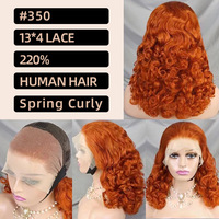 Perruque Lace Front Bouclée Printanière 13x4 Cheveux Humains Double Drawn Courts 16 Pouces 6 Couleurs En Stock Vente en Gros Direct Usine