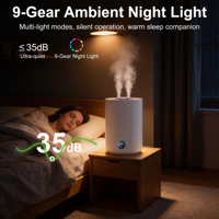 Humidificateur ultrasonique Metagarden 8L à double tête, pulvérisation haute performance, écran de contrôle à distance, lumière d'ambiance, pour maison et camping-car, en ABS avec placage sous vide