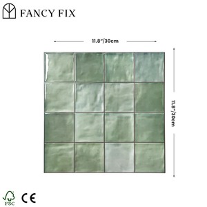 Eleganti Piastrelle Adesive da Parete Effetto Muschio Floreale Moderno 30cm X 30cm Rimovibili Impermeabili in PET 0,10mm per Bagno - Product Image 4