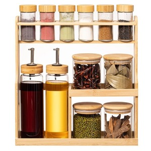 Étagère à épices en bambou à 3 niveaux pour l'organisation de la <span class=keywords><strong>cuisine</strong></span>, la salle à manger, l'affichage et le <span class=keywords><strong>rangement</strong></span> de la cave - Product Image 2