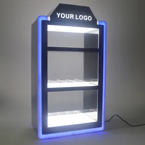 Suporte de exibição de LED para supermercado boutique, armário de exibição em acrílico para loja de fumaça, acrílico personalizado de fábrica OEM