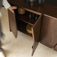 Buffet moderne personnalisé en brun foncé avec une ligne organique et un design sculptural, table basse, meuble TV, table d'appoint, table de divertissement