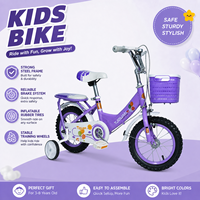 Vélo pour enfants de 12 pouces avec logo personnalisé, motif durable, roues antidérapantes, couleurs assorties, cadre stable, cadeau pour enfants