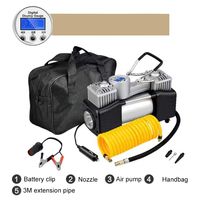 Kompresor udara silinder ganda, set pemompa ban digital dengan tas dan lampu harga murah