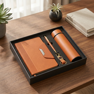 Set de Regalo Ejecutivo de Cuero PU Marrón: Libreta, Bolígrafo, Llavero y Termo - Product Image 6