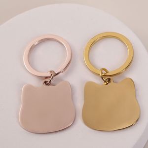 Stainless Steel Cat Shape Keychain Blank Pet Tag Cat Charm Keyring <b>Custom</b> DIY Jewelry Make Polishing Laser Engrave Logo Key Ring - Product Image 5