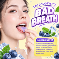 Bandes buccales OEM ODM à la saveur naturelle de myrtille pour une haleine fraîche instantanée et une sensation rafraîchissante