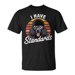 Camiseta Retro I Have Standards Poodle, camiseta gráfica informal negra para hombre - Product Image 1