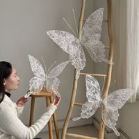 Grandes fleurs en papier papillon en dentelle faites à la main de luxe pour décoration de fenêtre de mariage, grandes décorations florales artificielles