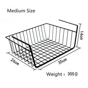 Panier sous étagère suspendu en fil métallique panier de rangement pour cuisine bureau garde-manger <span class=keywords><strong>armoire</strong></span> de salle de bain noir - Product Image 5
