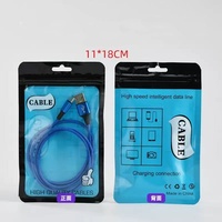 Tas aluminium 3 sisi elektronik kustom dengan pencetakan logo kawat USB dan tas ritsleting kabel tas plastik transparan/buram