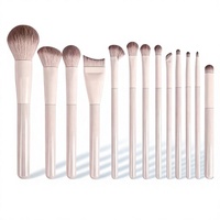 Ensemble de pinceaux de maquillage synthétiques de 13 pièces pour le visage, les yeux et le nez - Ensemble complet de pinceaux de maquillage rose