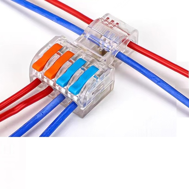 Supplier Waterproof Electrical Transparent Splice Wireless 2 in 2 Out Push in Quick Terminals Block Wire Splitter Wire Connector