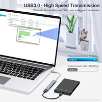Hub Ekstensi USB Tipe C 4-Port Portabel OEM dengan Casing Aluminium, USB3.0 USB2.0 Port Expander, Adaptor Multiport, Docking Station