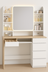 Escritorio <span class=keywords><strong>de</strong></span> <span class=keywords><strong>Maquillaje</strong></span> LED Ecológico con Carga Integrada y Almacenamiento Incorporado para Hogares Contemporáneos - Product Image 3