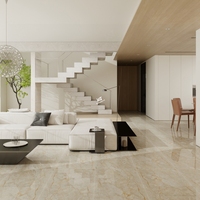 Carreaux de sol en porcelaine aspect marbre beige poli brillant de luxe de qualité supérieure 1200 x 600 mm (60x120) pour salon - Vente en gros