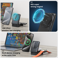 Chargeur sans fil magnétique MPP pliable certifié 25 W, station de charge pour téléphone, écouteurs, montre connectée