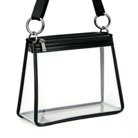 Nouveau style sac bandoulière transparent en PVC avec fermeture éclair pour femme, approuvé pour les stades, sac de maquillage et de beauté, pochette de rangement