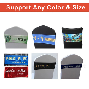 Banda para silla de Spandex con logotipo impreso para boda, venta al por mayor, logotipo de patrón personalizado, fundas para sillas de Spandex impresas y fajas para Sillas - Product Image 3