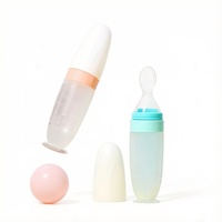 Nouveau design nouveau-né Silicone bébé nourriture biberon cuillère Silicone bébé presser distribution cuillère mangeoire