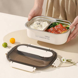 Boîte à <span class=keywords><strong>lunch</strong></span> écologique en acier inoxydable 304 de qualité alimentaire, couvercle en <span class=keywords><strong>verre</strong></span> hygiénique, hermétique, anti-fuite, sans BPA, boîte bento - Product Image 5