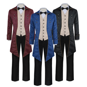 Nuevo <span class=keywords><strong>Frac</strong></span> Navideño para <span class=keywords><strong>Hombre</strong></span>, Abrigo de Longitud Media, Estilo Punk Medieval Vintage con Corbata de Moño - Product Image 2
