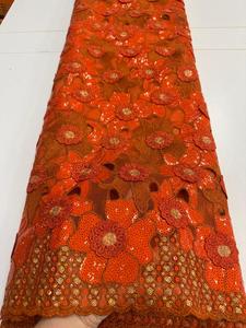 Tissu de dentelle de luxe brodé de sequins floraux 3D, nouvelle dentelle française nigériane en maille 2026 pour mariages, Aso Ebi et fêtes Owambe - Product Image 3