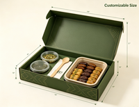 Boîte d'emballage alimentaire personnalisée avec insert amovible pour compartiments de dattes, baklava, chocolat, pâtisseries, noix, snacks, gâteaux, desserts