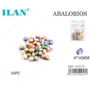 Ilan Abalorios Perline ovali 8x10mm colori pastello 50 pezzi per la creazione di gioielli - Product Image 1