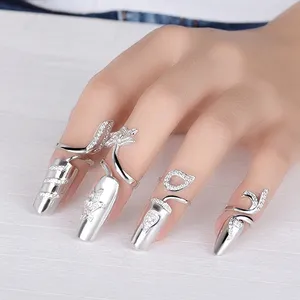 10Pcs Finger Tip Nail Rings for Women Girls, Adjustable Opening