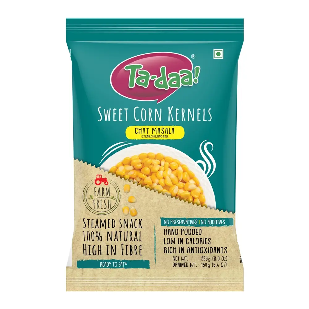 Top Quality Low in Calories Kernels Sweet Corn with Chat Masala Flavor Seasoning Rich in Taste Export from India